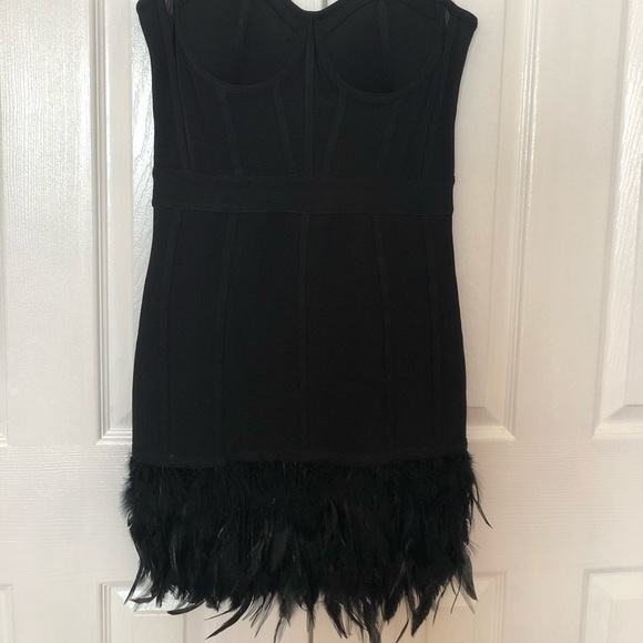 BEBE Feather Hem Bandage Dress - Picture 5 of 8